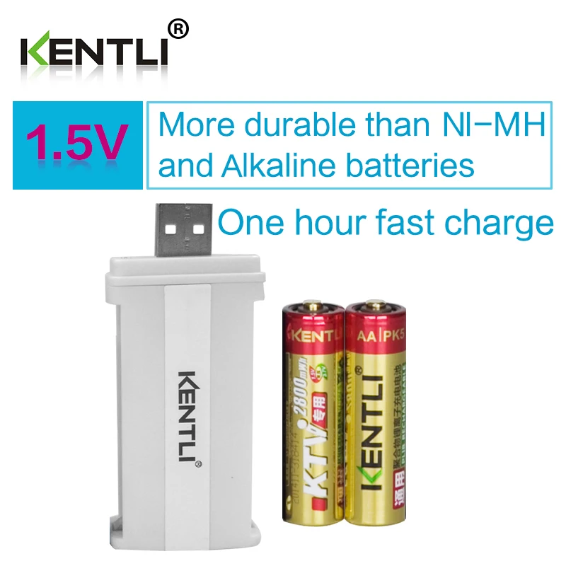 KENTLI 1 5 В AA PK5 2800mWh перезаряжаемая литий-полимерная литиевая батарея + умное