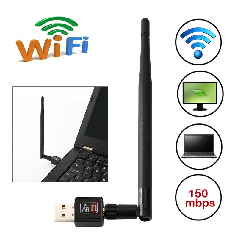 Mini Wireless Wifi Adapter 150Mbps 5dB Antenna USB Wifi Receiver Network Card 802.11b/n/g High Speed Wifi Adaptador
Mini Wireless Wifi Adapter 150Mbps 5dB Antenna USB Wifi Receiver Network Card 802.11b/n/g High Speed Wifi Adaptador