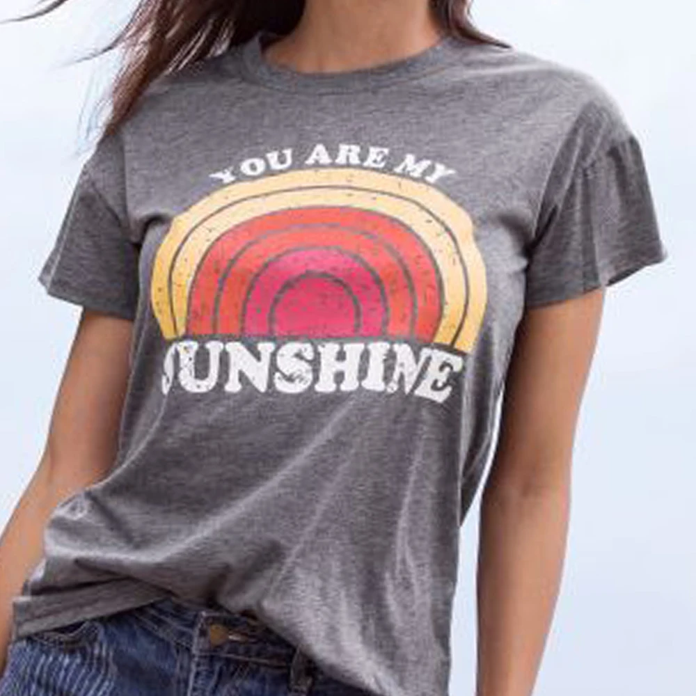 Women T-Shirt Summer Short Sleeve tops tee You Are My Sunshine Rainbow Print O-Neck T-Shirt Female Harajuku t shirt Ladies Tops
Women T-Shirt Summer Short Sleeve tops tee You Are My Sunshine Rainbow Print O-Neck T-Shirt Female Harajuku t shirt Ladies Tops