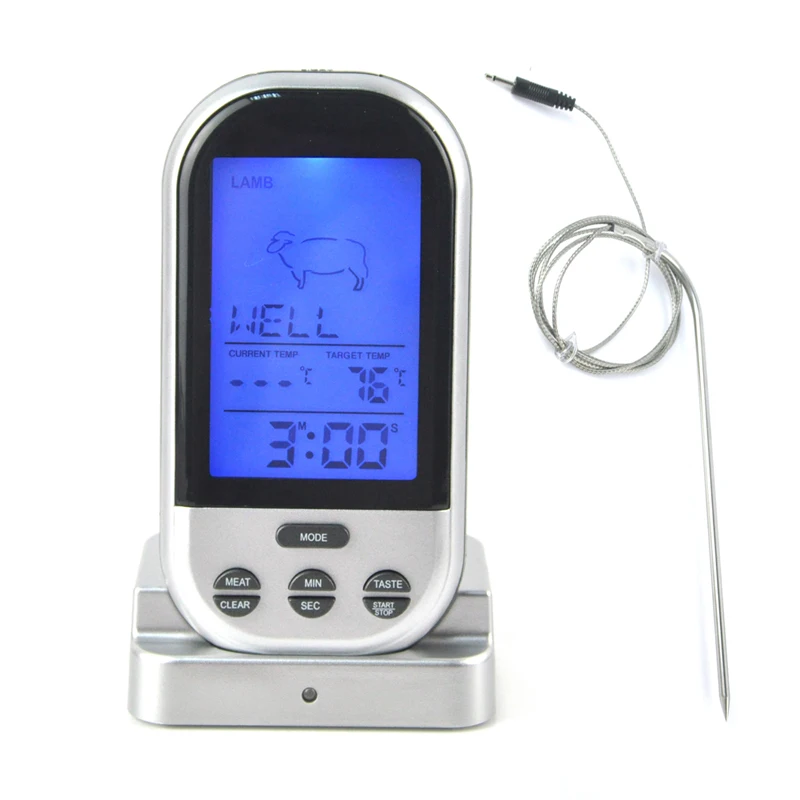 Digital Wireless Kitchen Thermometer LCD Timer Food Meat Thermometer Gauge Stainless Steel Probe for Cooking Grill BBQ Tool
Digital Wireless Kitchen Thermometer LCD Timer Food Meat Thermometer Gauge Stainless Steel Probe for Cooking Grill BBQ Tool