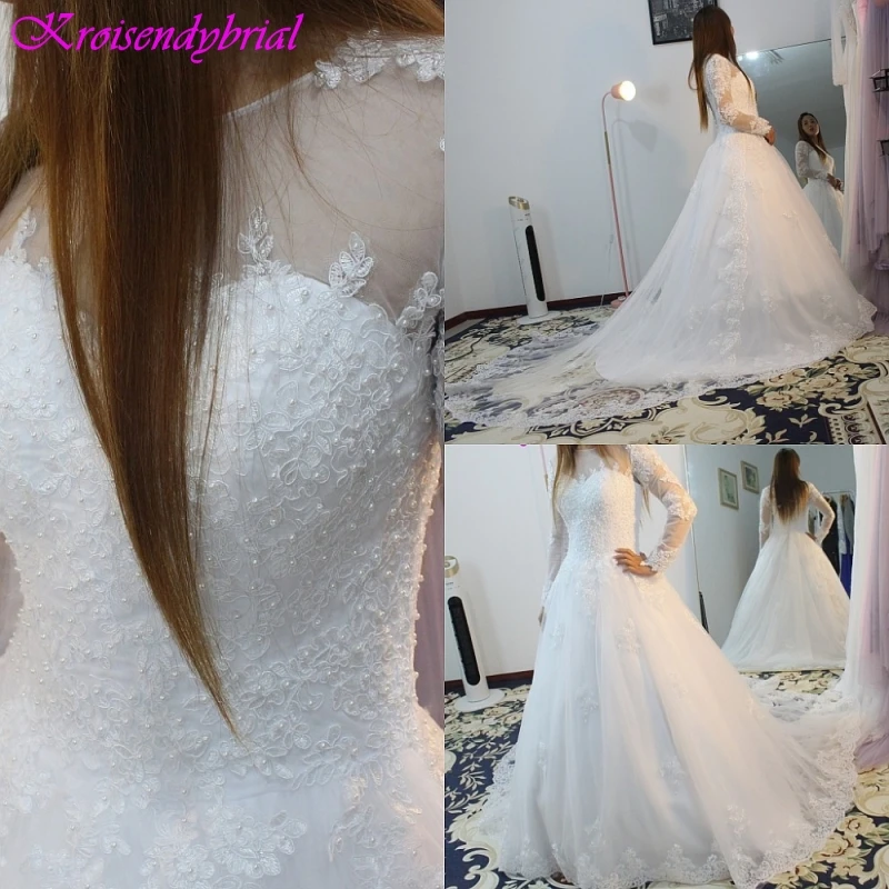 QFS002 robe de mariage Modest Lace Wedding Dresses Long Sleeves Ball Gowns Custom Vintage Bridal Romantic Vestidos De Noiva 2019
QFS002 robe de mariage Modest Lace Wedding Dresses Long Sleeves Ball Gowns Custom Vintage Bridal Romantic Vestidos De Noiva 2019
