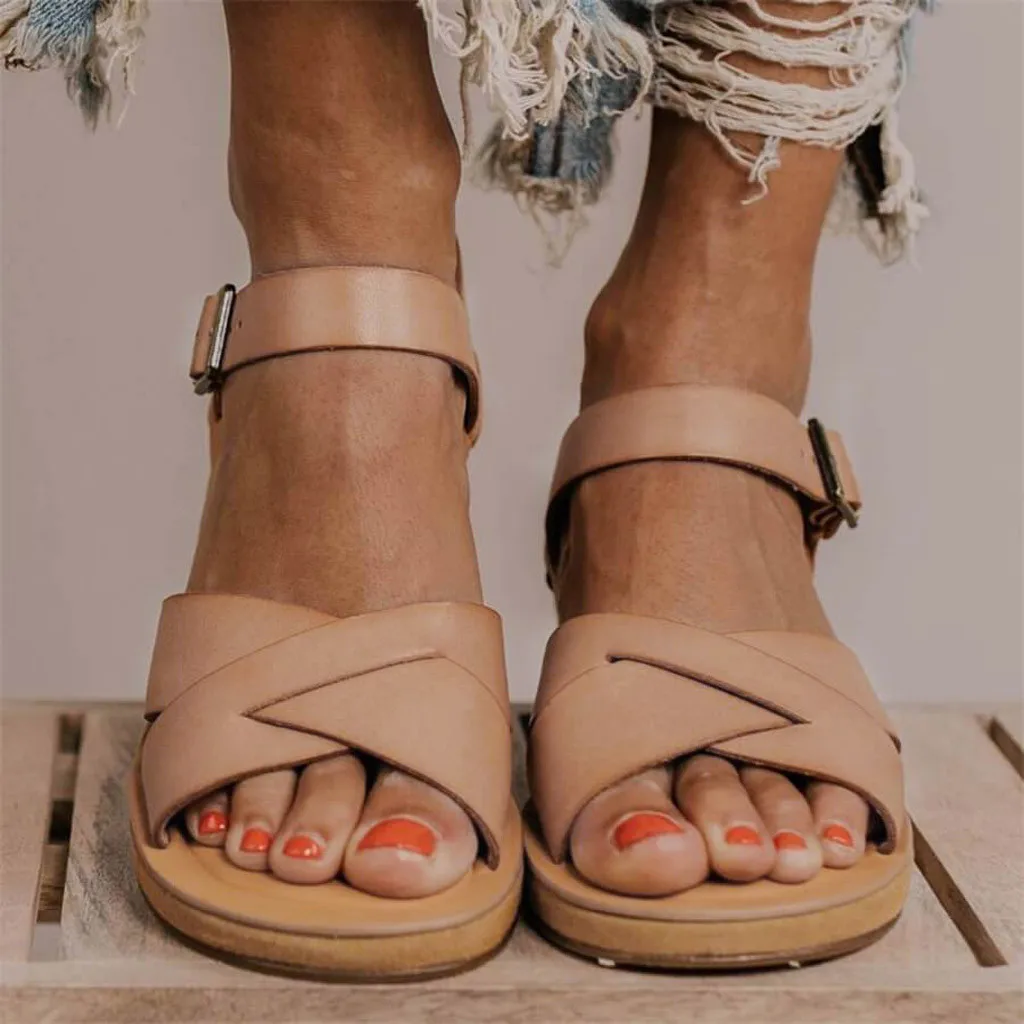 Fashion Ladies Retro Sandals Womens Flats Buckle Strap Round Toe Thick Bottom Roman Sandals Summer Shoes Female 2019
Fashion Ladies Retro Sandals Womens Flats Buckle Strap Round Toe Thick Bottom Roman Sandals Summer Shoes Female 2019