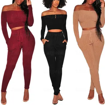 Laipelar Women Sexy Tracksuit Slash Neck Knitted Crop Top + Bandage Long Pants Casual Nightclub Party 2 pieces Sets Outfits
Laipelar Women Sexy Tracksuit Slash Neck Knitted Crop Top + Bandage Long Pants Casual Nightclub Party 2 pieces Sets Outfits