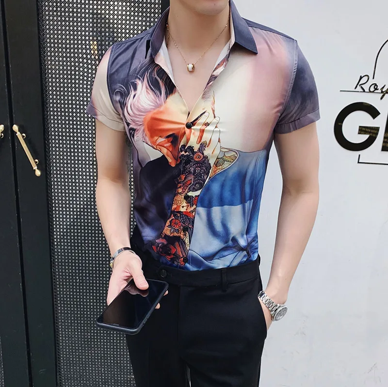 New Allover Printed Mens Shirts Luxury 3d Personalized Printing Short Sleeve Man Shirts Camisa Social Masculina Slim Men Shirt
New Allover Printed Mens Shirts Luxury 3d Personalized Printing Short Sleeve Man Shirts Camisa Social Masculina Slim Men Shirt