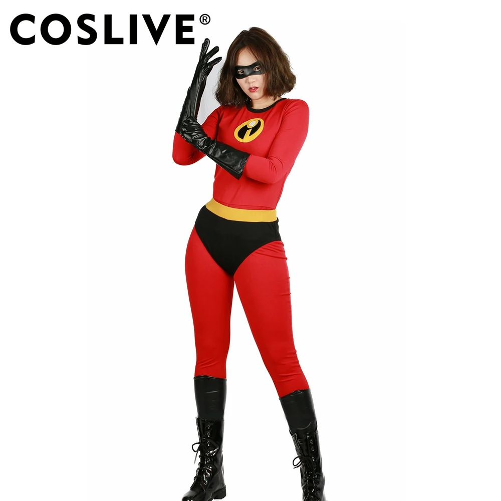 Coslive Суперсемейка 2 Косплей Elastigirl полноразмерный костюм Терилен Хэллоуин Костюм