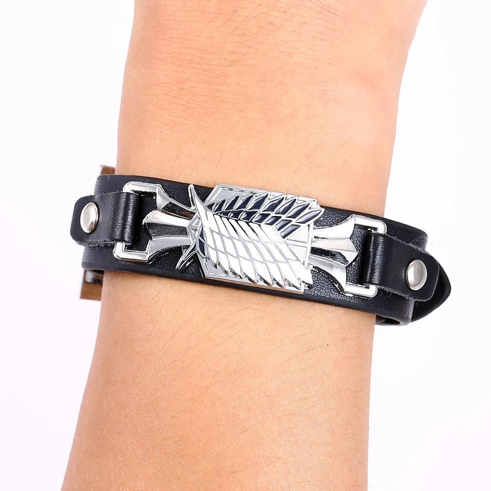 MJ Wholesale Anime Attack on Titan Bracelet Scout Regiment Leather Punk Bangle Cosplay Jewelry
MJ Wholesale Anime Attack on Titan Bracelet Scout Regiment Leather Punk Bangle Cosplay Jewelry