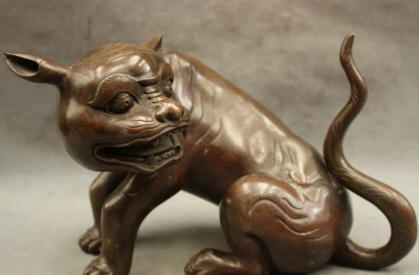 S5386 8" FengShui Chinese Bronze Copper Beast Cat Head Tiger Unicorn Statue Sculpture D0318
S5386 8" FengShui Chinese Bronze Copper Beast Cat Head Tiger Unicorn Statue Sculpture D0318
