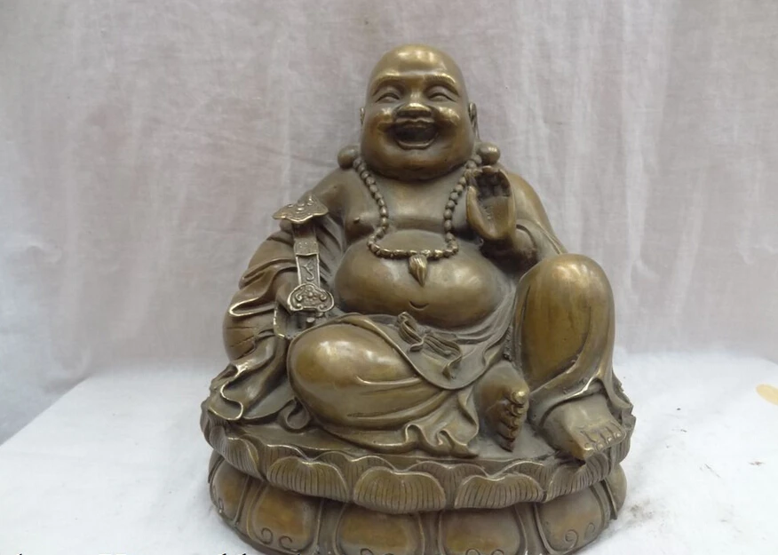 S5447 10" Chinese Bronze Buddhist RuYi Happy Laughing Maitreya Buddha Statue Sculpture D0318
S5447 10" Chinese Bronze Buddhist RuYi Happy Laughing Maitreya Buddha Statue Sculpture D0318