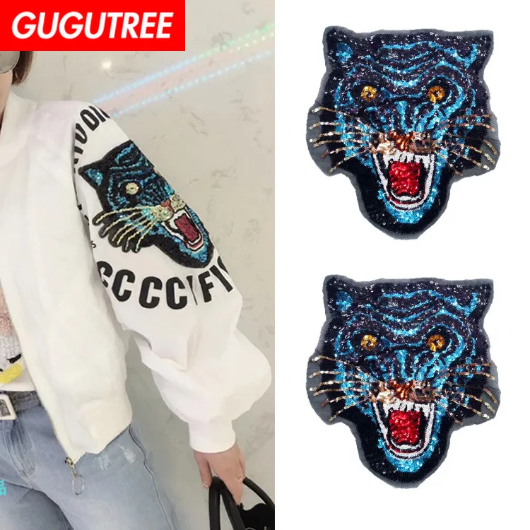 GUGUTREE embroidery Sequins big tiger patches leopard animal patches badges applique patches for clothing ZM-53
GUGUTREE embroidery Sequins big tiger patches leopard animal patches badges applique patches for clothing ZM-53
