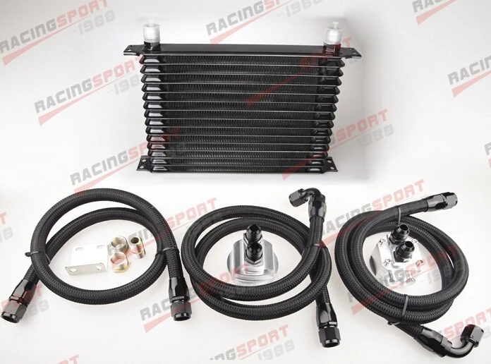 15 ROW OIL COOLER KIT TURBO /NA 240SX SILVIA SR20 S13 S14 S15 KA24 KA24DE SR BK |