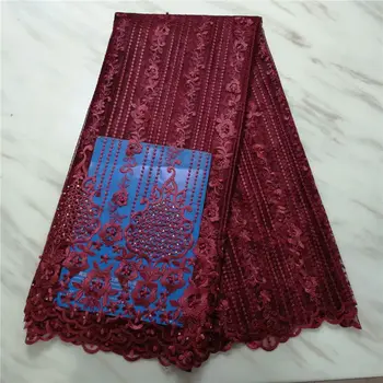 African Beaded Lace Fabric High Quality Lace Material Wine French Lace Fabric Nigerian Tulle Mesh Lace Fabric with rhinestones
African Beaded Lace Fabric High Quality Lace Material Wine French Lace Fabric Nigerian Tulle Mesh Lace Fabric with rhinestones