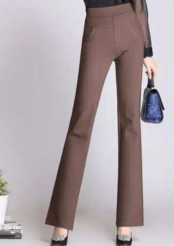 Женские брюки-клеш с завышенной талией черные красные синие коричневые брюки