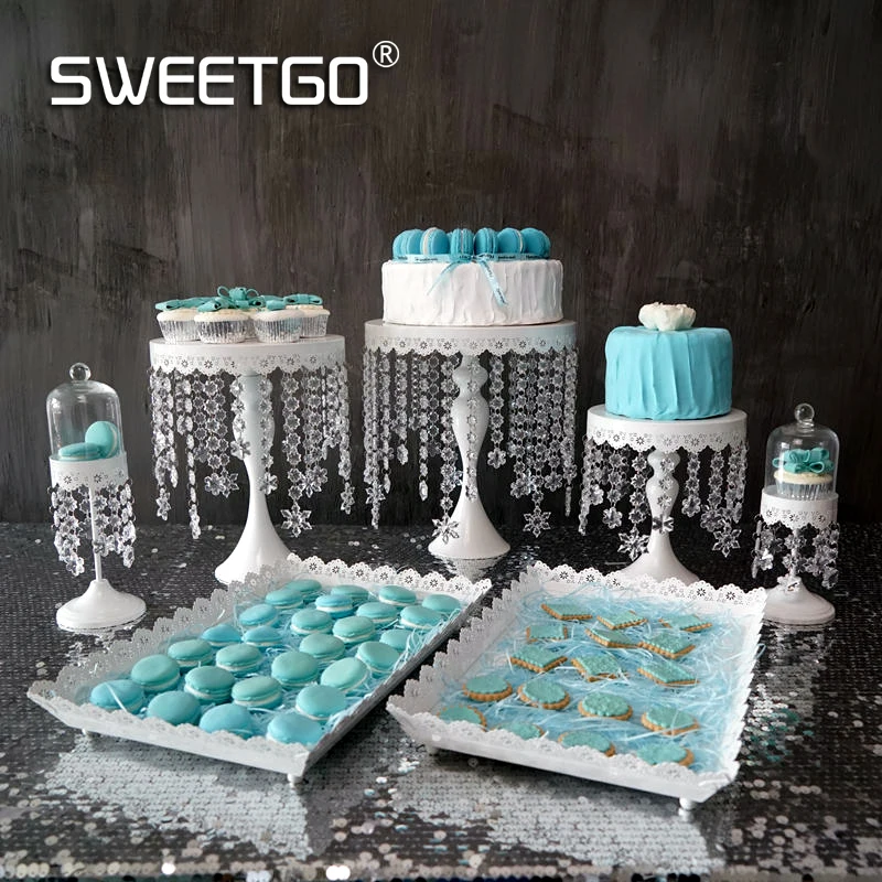 Crystal cake stand set 7 pieces white color snow pendants wedding cake tools dessert table trays party event decoration
Crystal cake stand set 7 pieces white color snow pendants wedding cake tools dessert table trays party event decoration