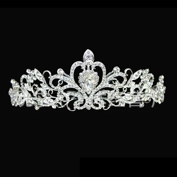 

FORSEVEN Silver Color Baroque Rhinestone Crystal Pearl Tiaras Crown Pageant Women Headpiece Wedding Hair Jewelry Accessories JL