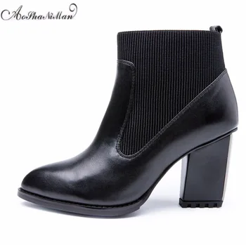 Autumn winter women ankle boots genuine leather middle heels boots ladies 2019 fashion cowhide casual boots dress shoes 34-41 
Autumn winter women ankle boots genuine leather middle heels boots ladies 2019 fashion cowhide casual boots dress shoes 34-41