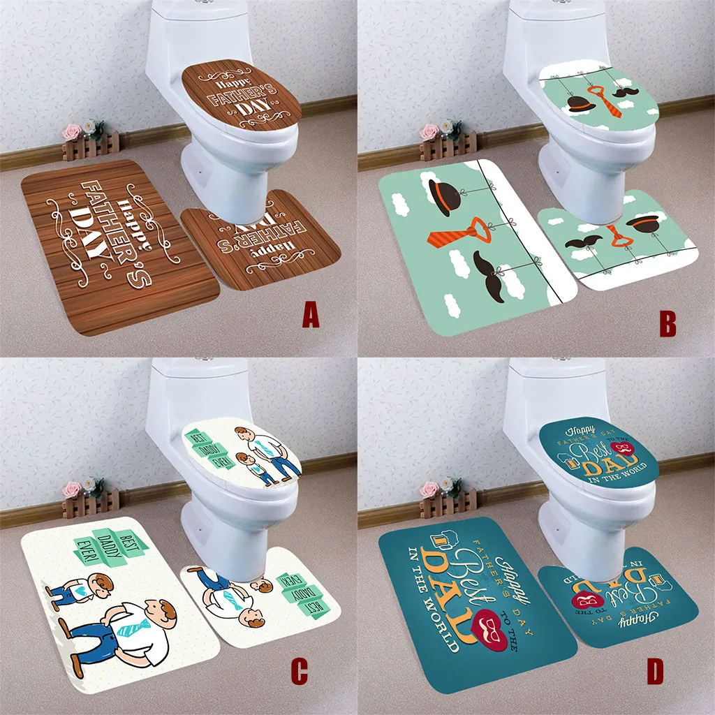 Bathroom Supplies Father's Day Mat Bathroom Mat Toilet Three-piece Slip Non-slip Absorbent Toilet Seat Carpet Floor Mat H0521 
Bathroom Supplies Father's Day Mat Bathroom Mat Toilet Three-piece Slip Non-slip Absorbent Toilet Seat Carpet Floor Mat H0521