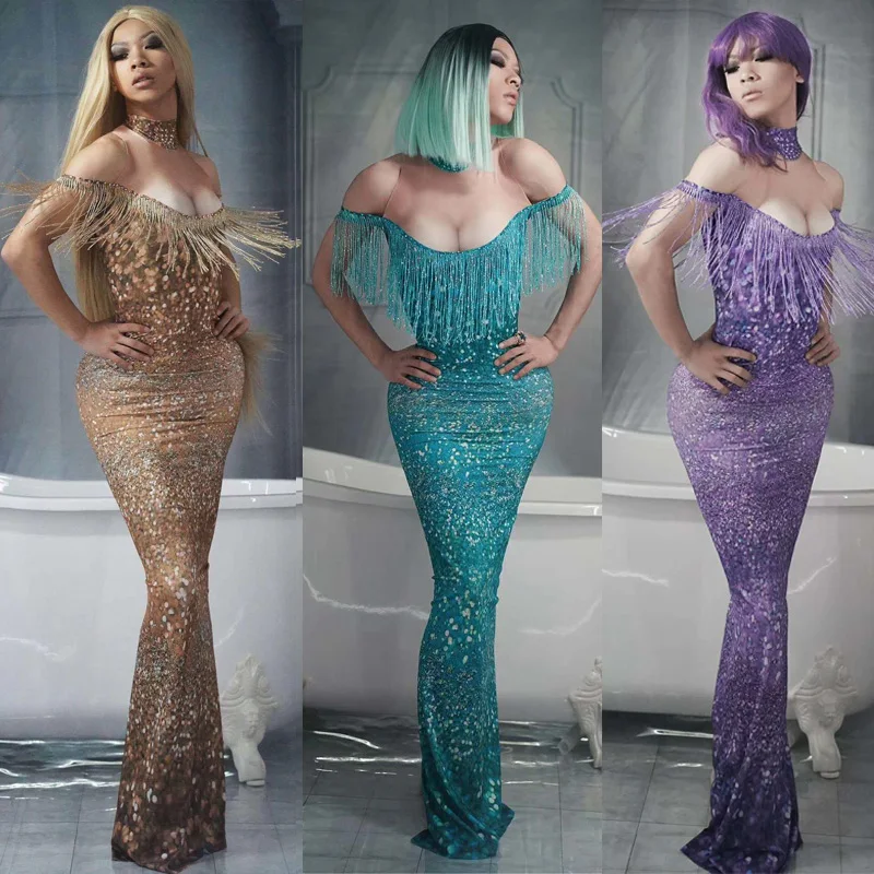 Shining Dyeing Long Colorful Dress Big Stretch Dance Outfits Wear Women Nightclub Evening Birthday Party Celebrate Dresses DT522
Shining Dyeing Long Colorful Dress Big Stretch Dance Outfits Wear Women Nightclub Evening Birthday Party Celebrate Dresses DT522