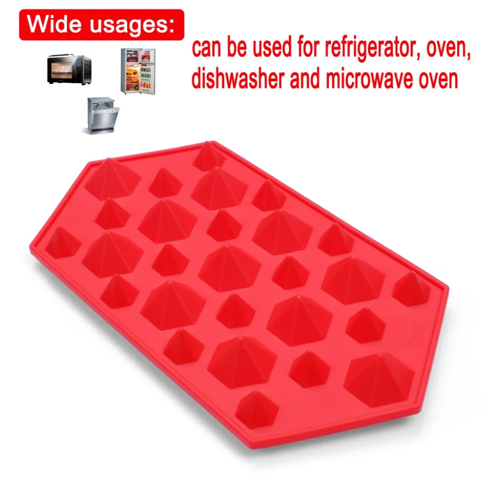 Silicone 3D Diamond Shape Ice Tray Ice Cube Maker Box Moulds DIY for Whisky Wine Juice (1)