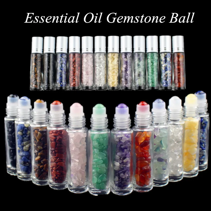 Natural Semiprecious Stones Essential Oil Gemstone Roller Ball Bottles Transparent Glass 10ml Healing Crystal Chips Inside
Natural Semiprecious Stones Essential Oil Gemstone Roller Ball Bottles Transparent Glass 10ml Healing Crystal Chips Inside