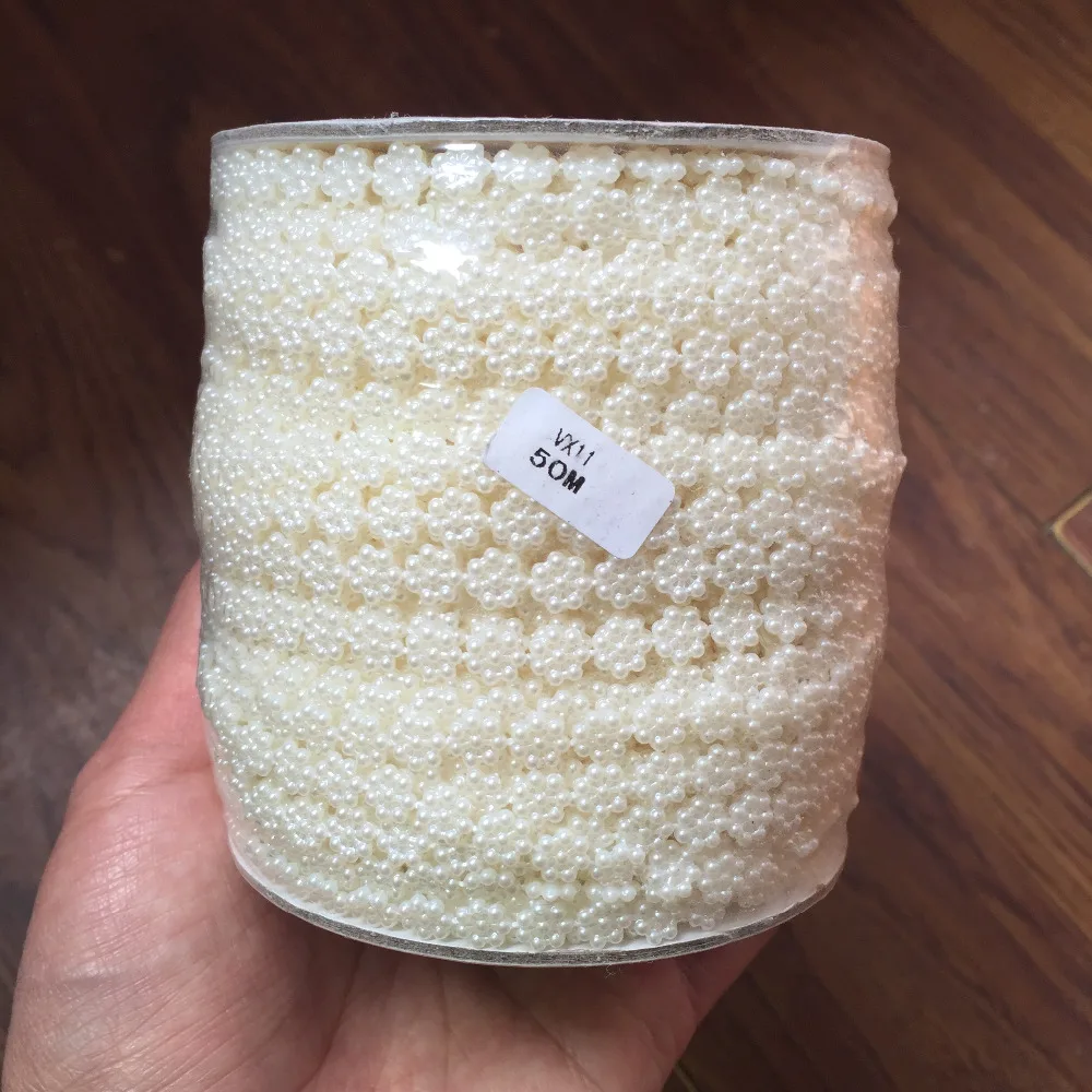 50 Meters/Roll flower Plastic Pearl Trim 6mm Pearl Bead String Trim Chain Sew VX11- Beige
50 Meters/Roll flower Plastic Pearl Trim 6mm Pearl Bead String Trim Chain Sew VX11- Beige