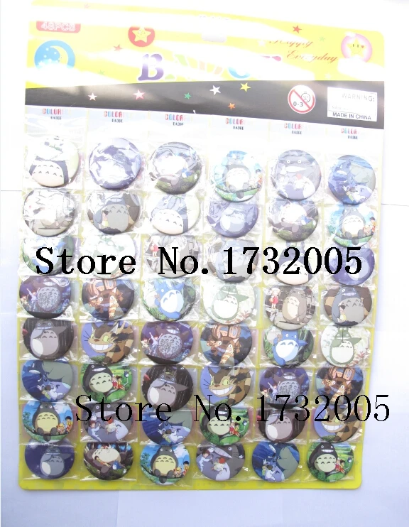 

New 48pcs/set My Neighbor Totoro Pin Badges,Round Brooch Badge Kids Clothing Accessories 4.5 cm Free Shipping MF0112