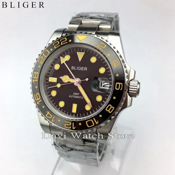 40mm Bliger Stainless Steel Case Silver Bands Blue Dial Luminous GMT Mechanical Automatic Mens Watches
40mm Bliger Stainless Steel Case Silver Bands Blue Dial Luminous GMT Mechanical Automatic Mens Watches