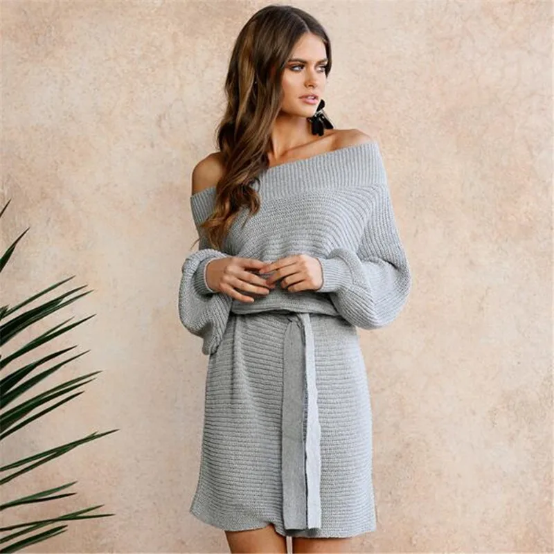 WKOUD Women Winter Sweater Dresses Fashion Shoulder Off Knitted Dress Sexy Solid Vestidos With Belt Candy Color Streetwear Y8127
WKOUD Women Winter Sweater Dresses Fashion Shoulder Off Knitted Dress Sexy Solid Vestidos With Belt Candy Color Streetwear Y8127