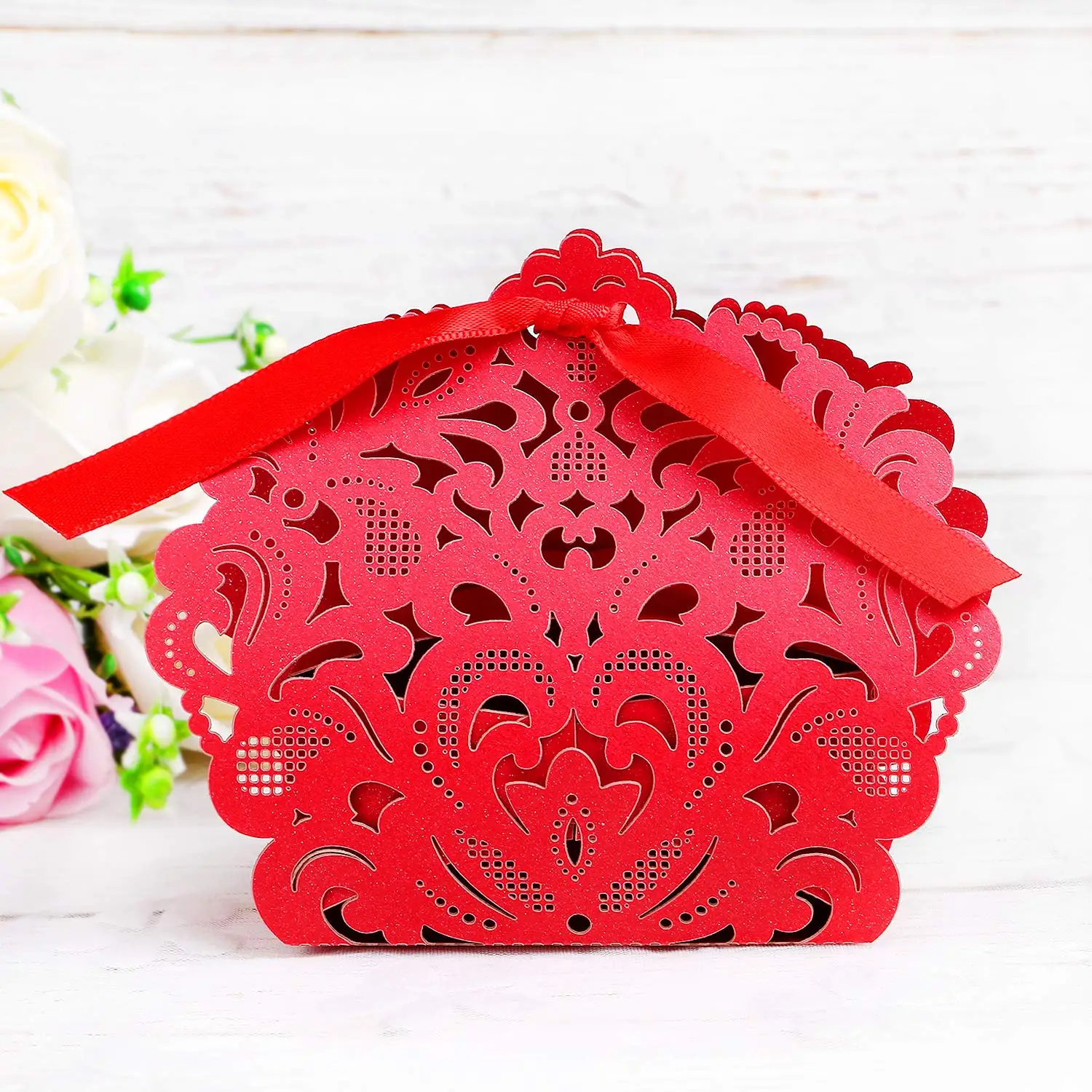 METABLE 50 PCS Laser Cut with Ribbon Wedding Party Favor Wedding Gift Bags Chocolate Candy and Gift Boxes
METABLE 50 PCS Laser Cut with Ribbon Wedding Party Favor Wedding Gift Bags Chocolate Candy and Gift Boxes