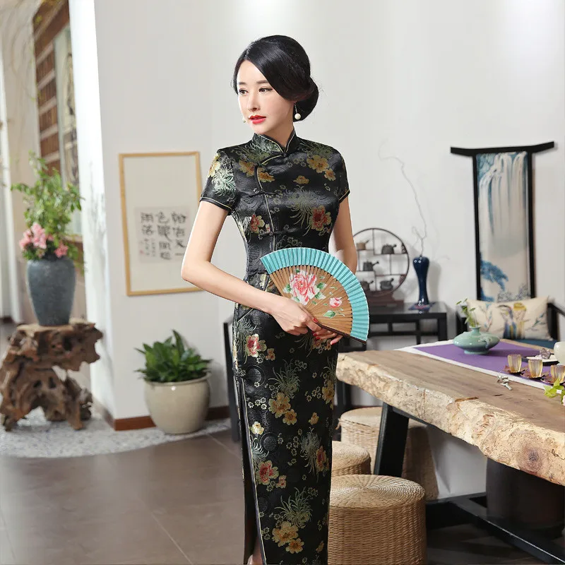 New Black Women Flower Ankle Length Cheongsam Traditional Chinese Women Satin Dress Sexy Flower Vestidos Qipao Plus Size XXXL
New Black Women Flower Ankle Length Cheongsam Traditional Chinese Women Satin Dress Sexy Flower Vestidos Qipao Plus Size XXXL