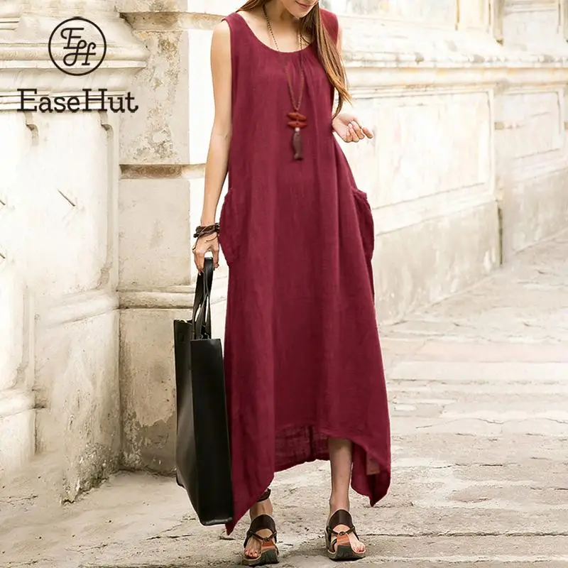 EaseHut Ethnic Women Loose Baggy Dress Sleeveless Pockets Asymmetrical Cotton Vintage Summer Casual Tank Tunic Dress Vestidos 
EaseHut Ethnic Women Loose Baggy Dress Sleeveless Pockets Asymmetrical Cotton Vintage Summer Casual Tank Tunic Dress Vestidos