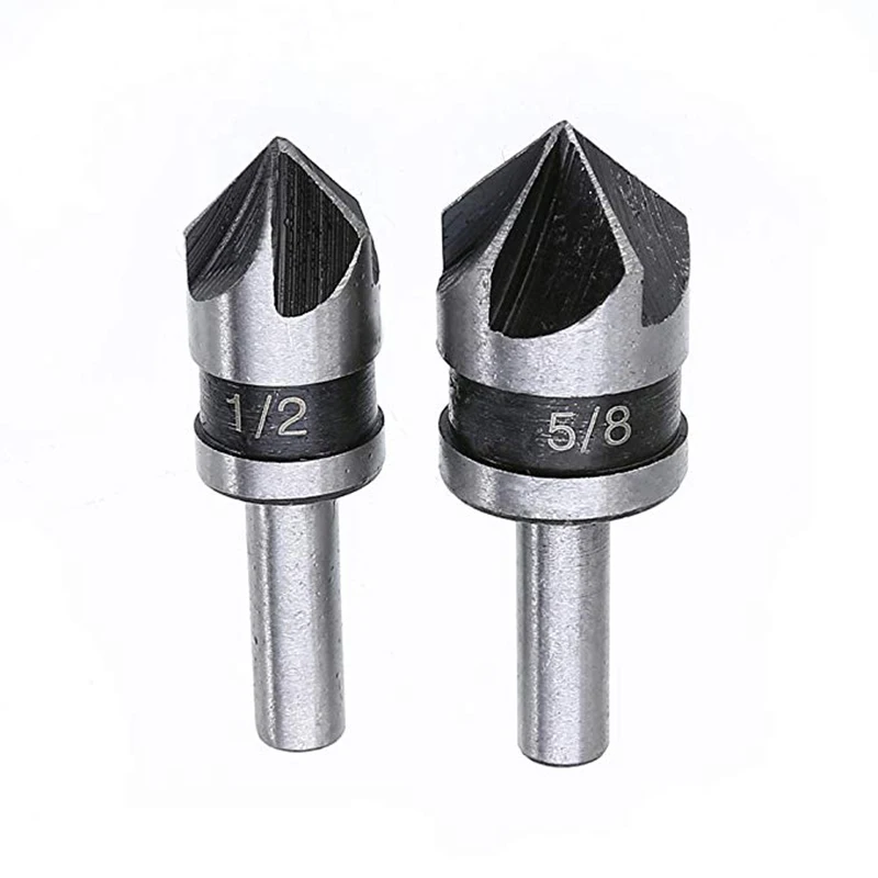 7REIZ 2pcs Countersink Drill Bit 82Degree Point Angle Chamfer Chamfering Countersinking Cutter 14 Round Shank Power Tool