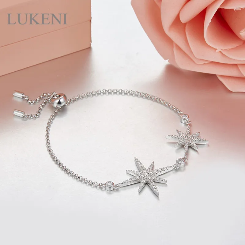 LUKENI New Design Personality Fashion Women S925 Sterling Silver Inlay Zircon The Stars Hand Catenary Temperament Jewelry
LUKENI New Design Personality Fashion Women S925 Sterling Silver Inlay Zircon The Stars Hand Catenary Temperament Jewelry