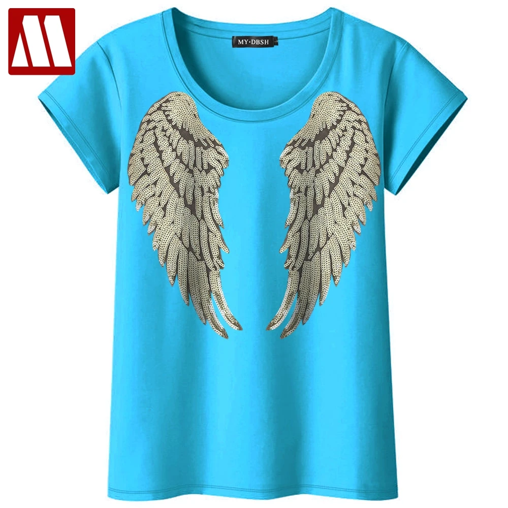 Fashion Sequin Angel Wings T-shirt Woman Causal Tops Novelty Half Sleeve O-neck T Shirt New Summer Loose Sexy Appliques T-shirts
Fashion Sequin Angel Wings T-shirt Woman Causal Tops Novelty Half Sleeve O-neck T Shirt New Summer Loose Sexy Appliques T-shirts
