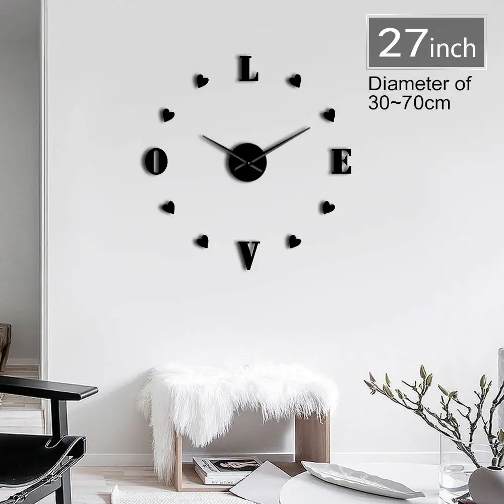 Love Wedding Decor 3D DIY Wall Clock Housewarming Gift Classic Loving Heart Acrylic Self Adhesive Clock Watch Mirrors Surface
Love Wedding Decor 3D DIY Wall Clock Housewarming Gift Classic Loving Heart Acrylic Self Adhesive Clock Watch Mirrors Surface