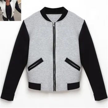 Womens Long Sleeve Casual Jacket Classic Black And Gray Patchwork Style Lady Zipper Slim Jacket Suit Stand Neck Coat Outwear
Womens Long Sleeve Casual Jacket Classic Black And Gray Patchwork Style Lady Zipper Slim Jacket Suit Stand Neck Coat Outwear