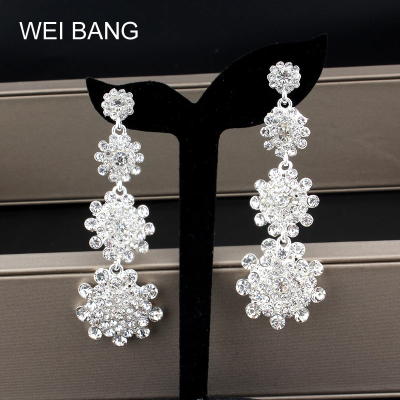Weibang luxury floral long pendant earrings for women clear crystal bridal bridesmaid wedding jewelry gift dropshipping
Weibang luxury floral long pendant earrings for women clear crystal bridal bridesmaid wedding jewelry gift dropshipping