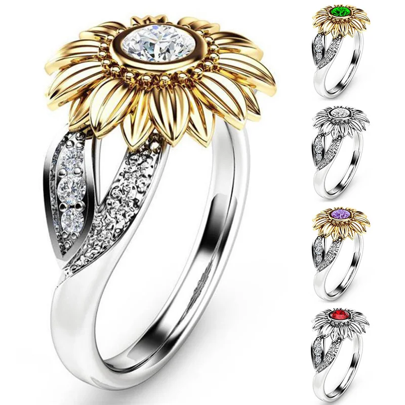 2019 New 1PCS Fashion Jewelry Femme Gold Silver Color Cute Sunflower Crystal Wedding Rings for Women hot sale drop shipping
2019 New 1PCS Fashion Jewelry Femme Gold Silver Color Cute Sunflower Crystal Wedding Rings for Women hot sale drop shipping