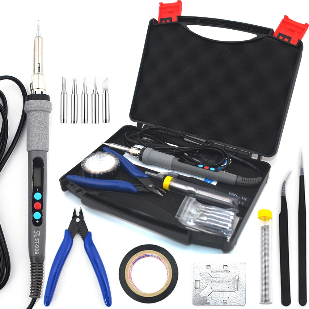 ST936 60W digital display electric soldering iron welding set soldering iron tip pliers tweezers soldering wire kit
ST936 60W digital display electric soldering iron welding set soldering iron tip pliers tweezers soldering wire kit