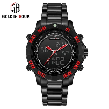 GOLDENHOR Military Army Men's Digital Watches Top Brand Luxury Dual Time LED Quartz Wristwatch Male Full Steel Waterproof Clock
GOLDENHOR Military Army Men's Digital Watches Top Brand Luxury Dual Time LED Quartz Wristwatch Male Full Steel Waterproof Clock