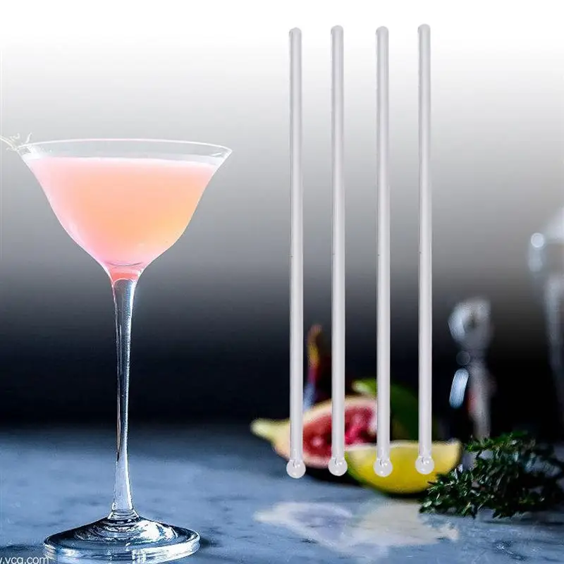 

150Pcs Transparent Cocktail Drink Bar Muddler Round Head Plastic Stirring Mixing sticks Ladle Stirrer Swizzle Stick