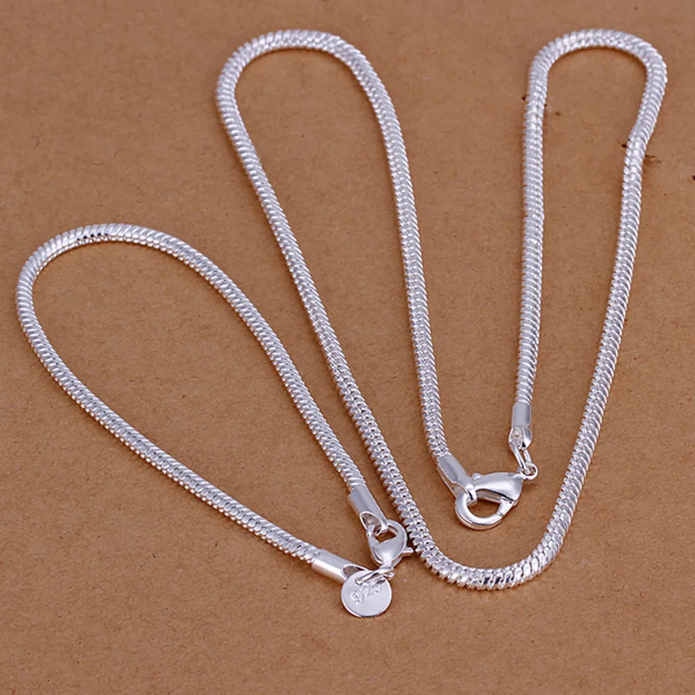 Men's 3MM Snake Chain Jewelry Set Silver Plated Fashion Necklace 20inch Bracelet 8inch Sets Cheapest Price Top Quality
Men's 3MM Snake Chain Jewelry Set Silver Plated Fashion Necklace 20inch Bracelet 8inch Sets Cheapest Price Top Quality