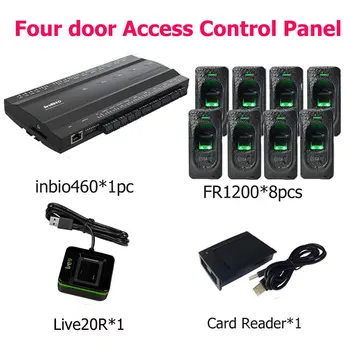 Inbio460 fingeprint & Rfid card access control panel Four Door Access Access System+FR1200 fingerprint Reader+live20R reader