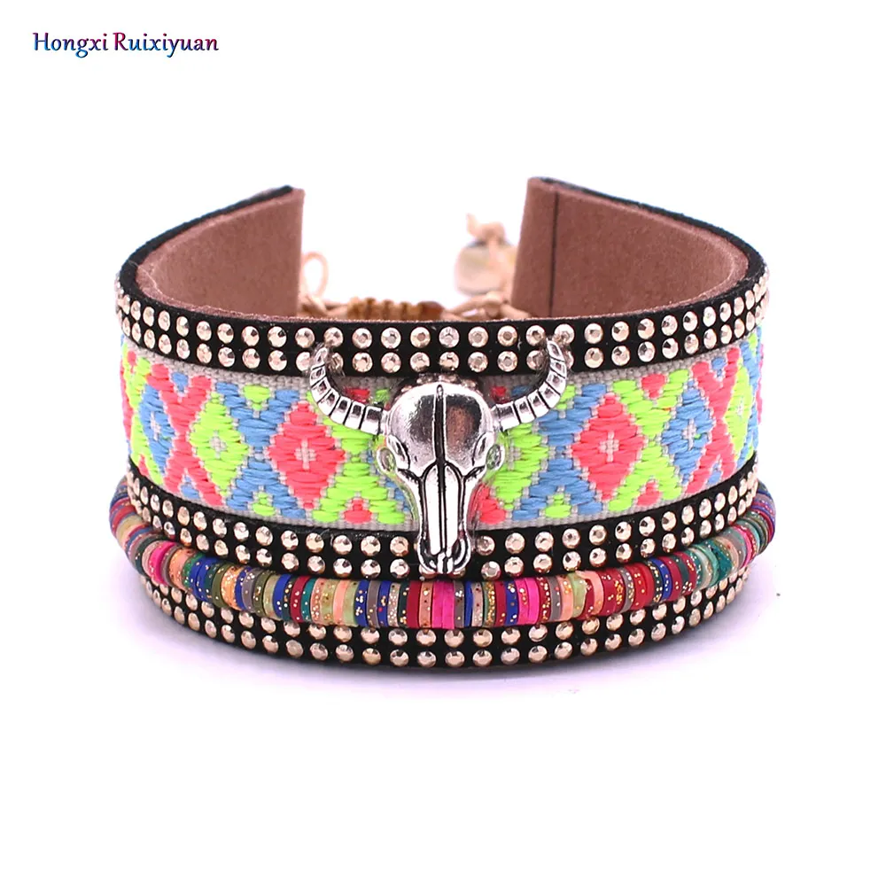 Onlyee New Vintage Jewelry Bohemian Leather Bracelet & Bangles Alloy Bull head Ethnic Charm Bracelet Lady Pulseras Mujer Gift
Onlyee New Vintage Jewelry Bohemian Leather Bracelet & Bangles Alloy Bull head Ethnic Charm Bracelet Lady Pulseras Mujer Gift