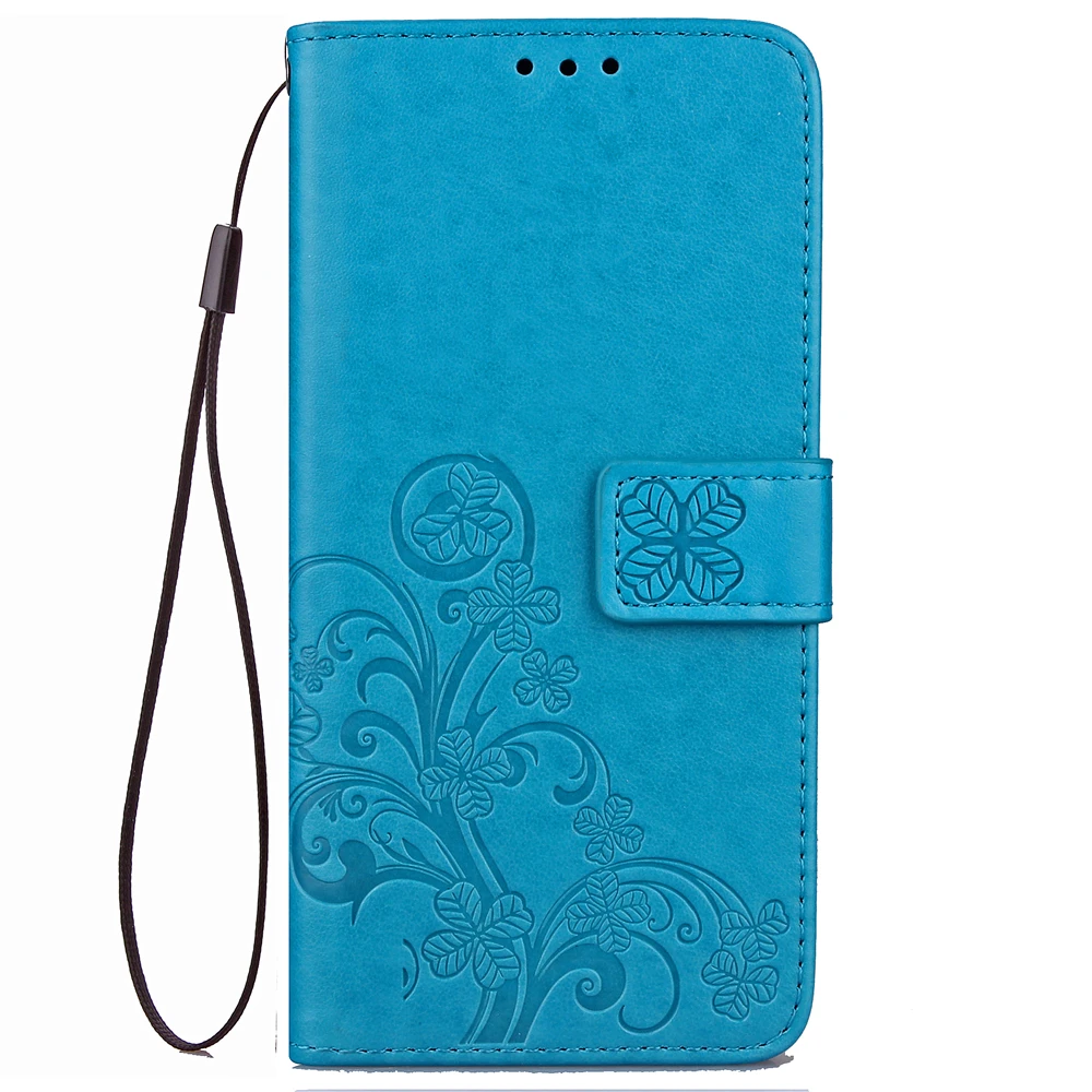 

RNLCW Luxury PU Leather Smartphone Cover Wallet Funda Lucky Clover Pattern Flip Phone Case For Huawei Honor 7X Coque