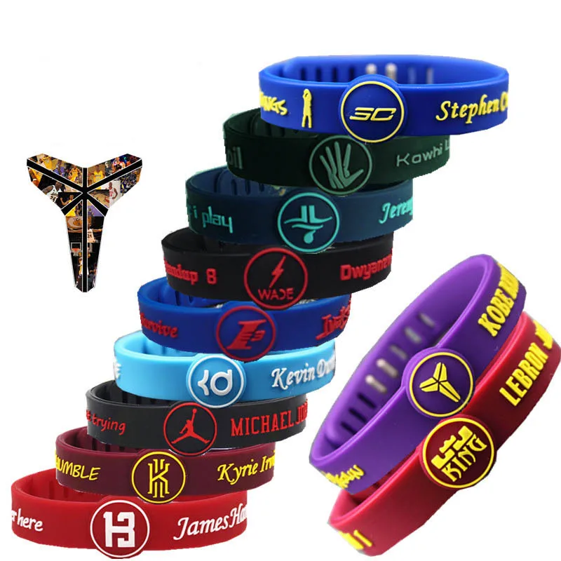 

Basketball star Team adjustable Silicone bracelet Jordan Kobe James Curry Durant Fans Bangle Men Women sports Wristband bracelet