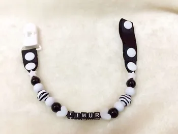 Personalised -Any name Hand made black and white beads dummy clip dummy holder pacifier clips soother chain for baby
Personalised -Any name Hand made black and white beads dummy clip dummy holder pacifier clips soother chain for baby