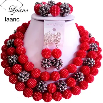 Laanc Costume African Wedding Beads Red Simulated Pearl Silver Crystal Nigerian Necklace Earrings for Women NAL475
Laanc Costume African Wedding Beads Red Simulated Pearl Silver Crystal Nigerian Necklace Earrings for Women NAL475