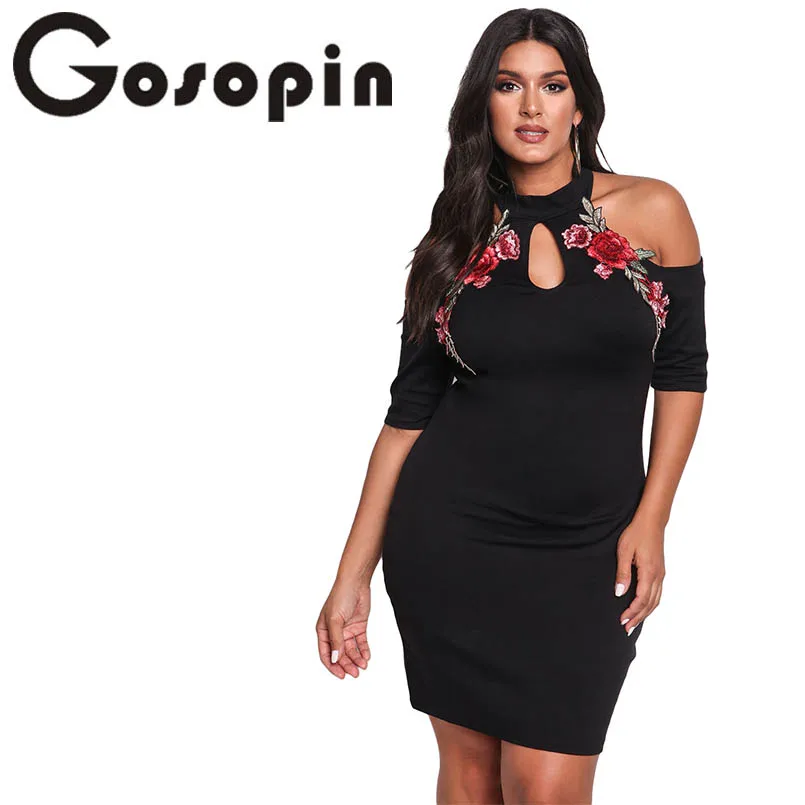Gosopin Rose Applique Embroidery Flower Plus Size Dress XXXL Black Cold Shoulder Bodycon Large Sexy Nightclub Dresses LC220129
Gosopin Rose Applique Embroidery Flower Plus Size Dress XXXL Black Cold Shoulder Bodycon Large Sexy Nightclub Dresses LC220129