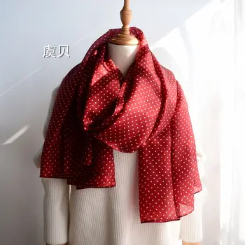100% Silk women scarf wrap long shawl cape polka dot printing chiffon tippet muffler scarves bandana hijab face shield foulard
100% Silk women scarf wrap long shawl cape polka dot printing chiffon tippet muffler scarves bandana hijab face shield foulard