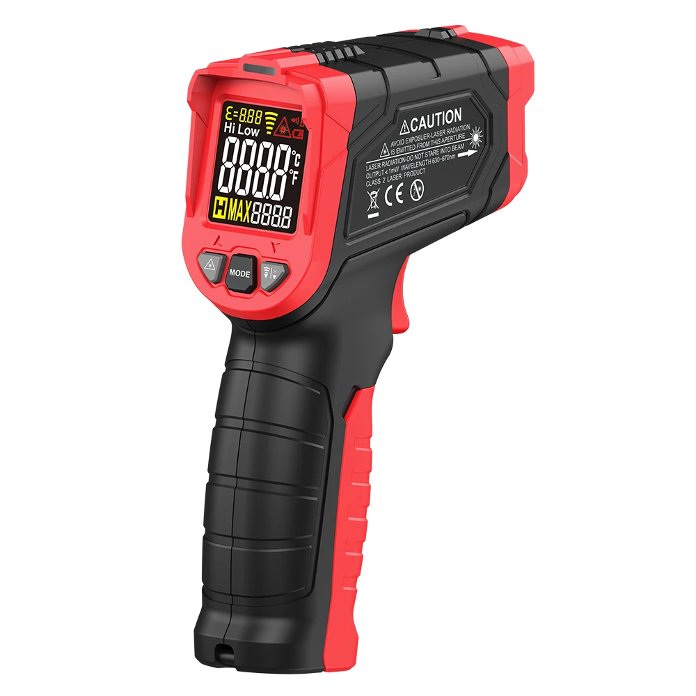IR Digital Infrared Thermometer Color LCD Temperature Meter Adjustable Emissivity 12:1 Pyrometer With Temperature Limit Alarm
IR Digital Infrared Thermometer Color LCD Temperature Meter Adjustable Emissivity 12:1 Pyrometer With Temperature Limit Alarm